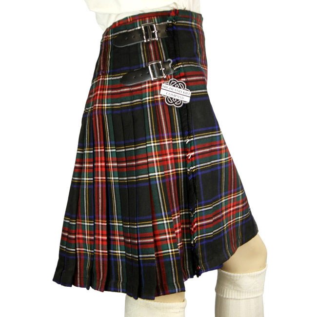 Black Stewart Heavyweight Poly Viscose Formal 8 Yard Kilt - Highland Kilt Company