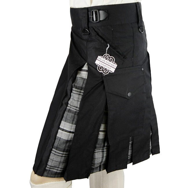 Cargo Kilts - Tartan Combo Utility Kilt: Highland Grey - Highland Kilt Company
