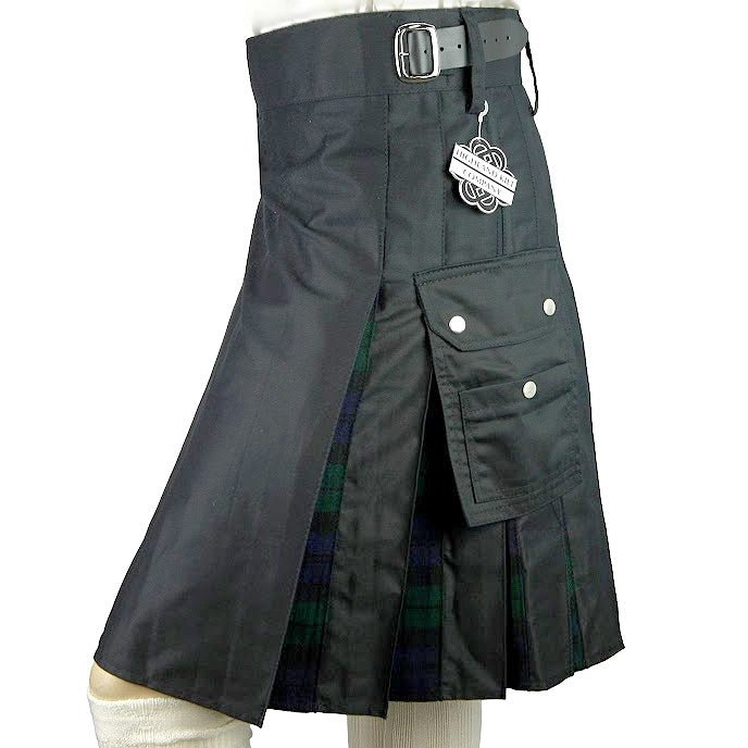 Cargo Tartan Combo Utility Kilt: Black Watch Utility Kilts - Highland Kilt Company