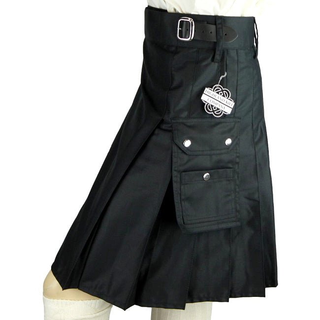 Sort Kalot Men's Utility Kilt SHYNE KILTS Men's Black Utility Kilt - Adjustable ...