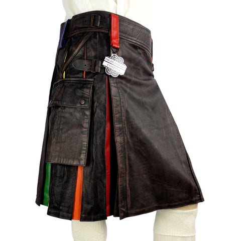 Pride Kilt- Waxed Leather Kilt - Highland Kilt Company